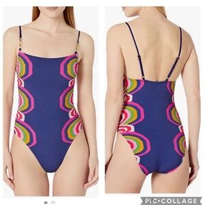 Trina Turk Rainbow Swirl One Piece Swimsuit Sz 4